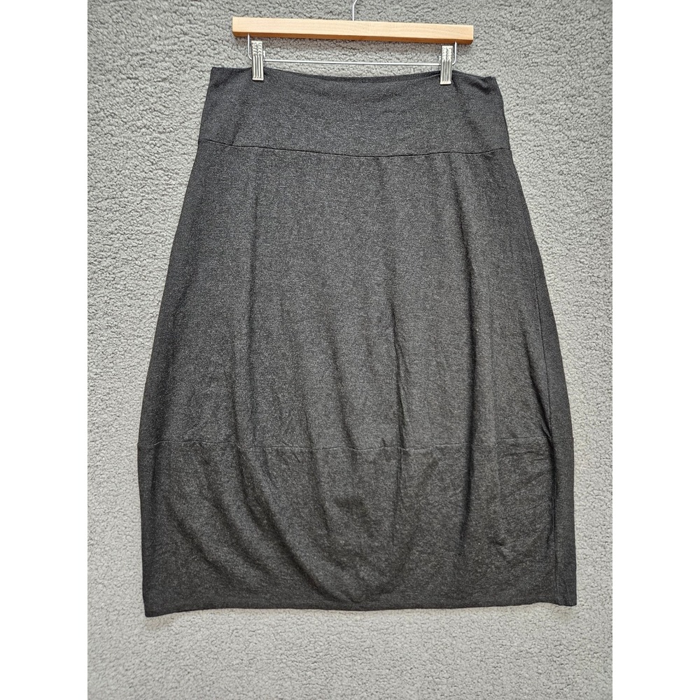 Eileen Fisher Skirt Large Gray Lantern Midi Lagenlook Viscose Jersey Stretch